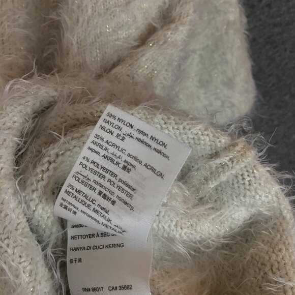 bebe 3/4 Sleeve Fuzzy Oversized Sweater Sz XS/S Metallic Thread - Picture 6 of 7